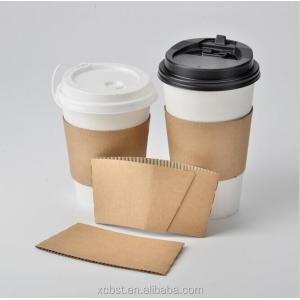 Customize printing paper Corrugated hot beverage coffee cup with lid sleeve