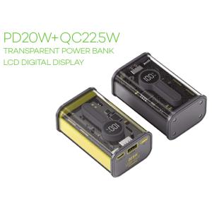 Quality PD20W+QC22.5W TRANSPARENT POWER BANK LCD DIGITAL DISPLAY for sale