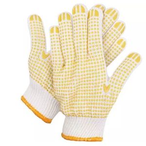 7Gauge White Polycotton Liner PVC Dotted Gloves DOTTED-W