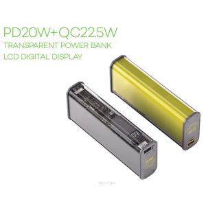 Quality PD20W+QC22.5W TRANSPARENT POWER BANK LCD DIGITAL DISPLAY for sale