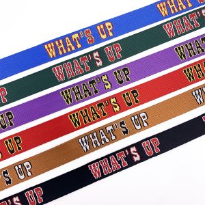 China Personalized sublimation webbing polyester custom brand fashion logo jacquard webbing lanyard band on sale