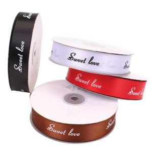 2.5cm Sweet Love Grosgrain Polyester Ribbons For Flower Gift Birthday Cake