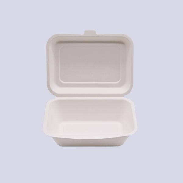 Buy 7x5 inches sugarcane pulp bagasse hoagie hinged container at wholesale prices