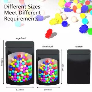 Food Packaging Candy Aluminum Foil Black Window Front Stand Up Plastic Pouch Bag