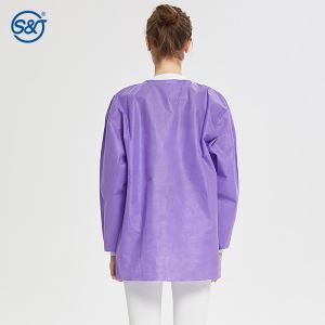 S&J Disposable SMS Lab Coat Nonwoven Premium Quality Knitted Collar & Cuffs