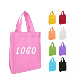 Eco Friendly Reusable Pp Non Woven Pink Grocery Shopping Tote Bags With Custom