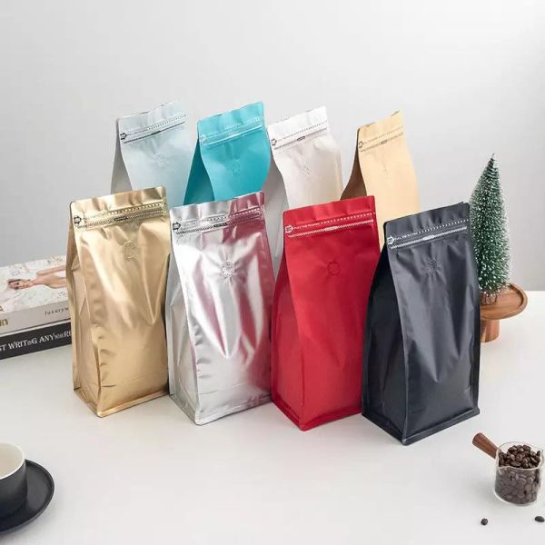 Buy Aluminum Foil Stand Up Pouch Coffee Beans Packaging Bag Red 8Oz 1Kg With Valve And Zipper at wholesale prices