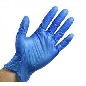 Quality Disposable Medical Examination Gloves Blue Vinyl Gloves Lightly Powdered for sale