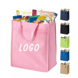 Quality Eco Friendly Reusable Pp Non Woven Pink Grocery Shopping Tote Bags With Custom Printed Logo for sale
