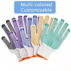 7Gauge White Polycotton Liner PVC Dotted Gloves DOTTED-W