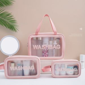 Pu Transparent Cosmetic Bag Ins Wind Travel Portable Scrub Bath Waterproof