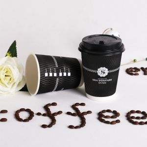 Flexo Printing 10oz To Go Hot Coffee Disposable Cups With Lids 100ml - 700ml