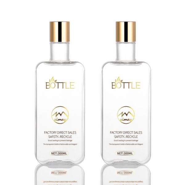 Buy 300ml Disc Cap Bottle Transparent PETG Material Recycable With Gold Lid at wholesale prices