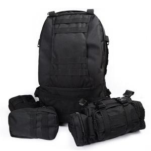 Black Army Backpack / Tactical Hiking Backpacks With 3 Molle Bags