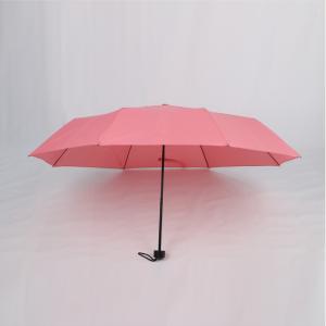 Compact Ladies Windproof Umbrella , Pink 3 Fold Umbrella That Folds Up Durable