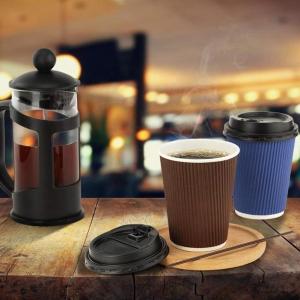 Plain Design 22oz Paper Cups Double Layer Brown Corrugated Paper Cup