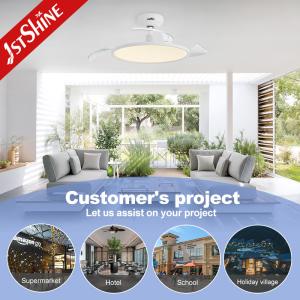 Ultra Thin White Elegant Design Retractable Ceiling Fan with LED Light and 6"