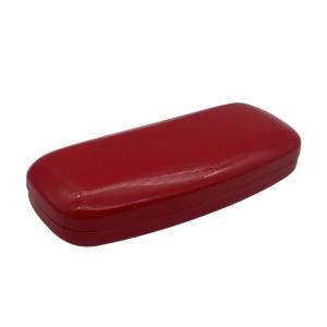 Hard Red Leather Clamshell Eyeglass Case 159x69x37mm