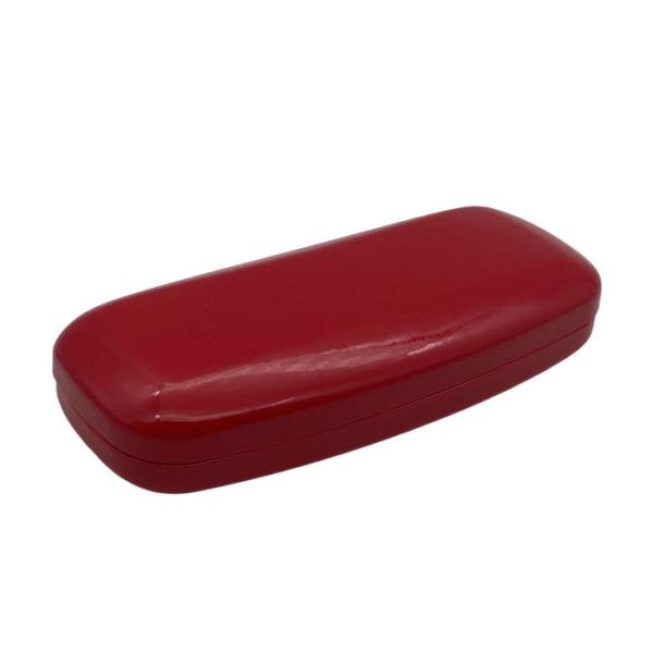 Buy Hard Red Leather Clamshell Eyeglass Case 159x69x37mm at wholesale prices