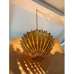 Lacquered Burnished Brass Finish Custom Copper Chandelier Ceiling-Mounted