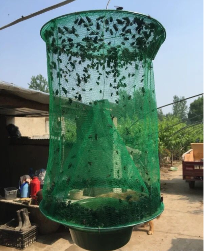 Gardening Hanging Folding Flycatcher Pest Control Cage Reusable Fly Insect Trap Net Catcher Killer Cage Bait Storage Pot