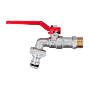 1/2" Hose Union Forged Garden Water Tap Brass Bibcock With Red Iron Lever Handle