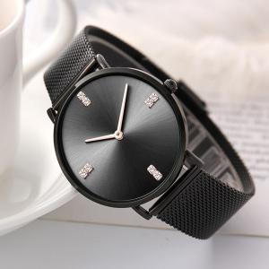 Quick Release Mesh Band Quartz Stainless Steel Watch PVD Black Water Resistant