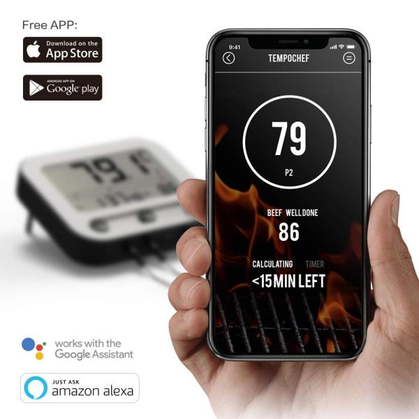 Rechargeable Wifi Digital Food Thermometer Wireless Control For Grilling