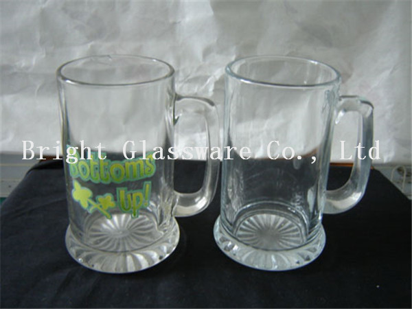 Buy clear glass beer mugs, glass water cup with decal logo at wholesale prices