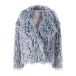 New Winter Style Fashion Woolen Faux Fur Collar Jackets Breathable Coated Fur