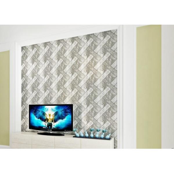 Buy Moisture Proof Modern Removable Wallpaper with Silver Geometric Pattern at wholesale prices