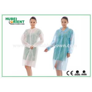 With Shirt Collar Knitted Cuff Disposable Lab Coats Made By Breathable Non Woven