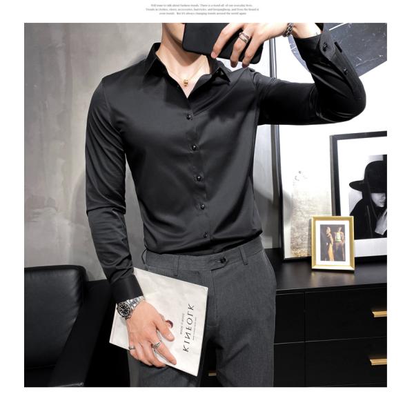 Knitted Long Sleeve Slim Fit Shirts For Men Popular Choice for Adults