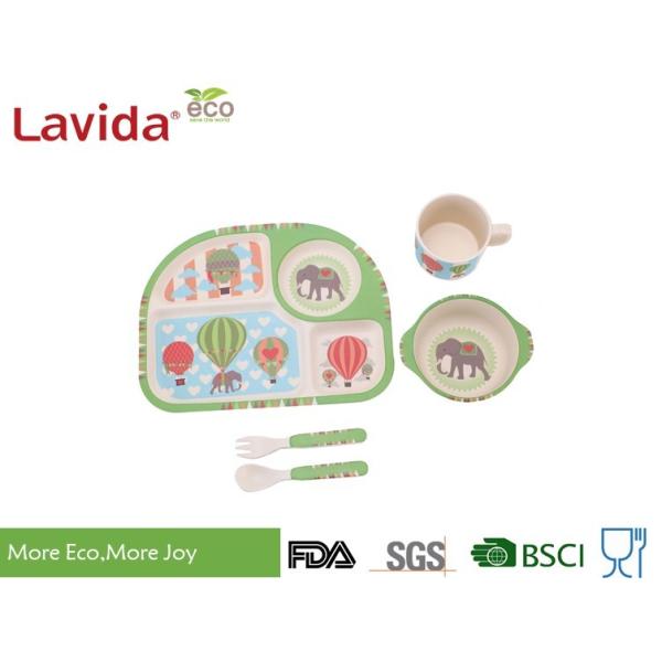 Buy Free Heavy Metals Bamboo Childrens Dinner Set , 5 PC Set Bamboo Fiber Tableware at wholesale prices