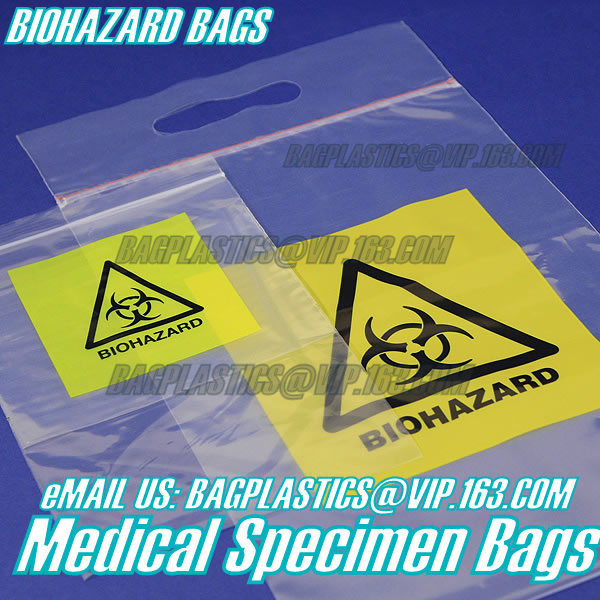 Biodegradable Material LDPE Biohazard Specimen Bag with Zipper, opaque Specimen