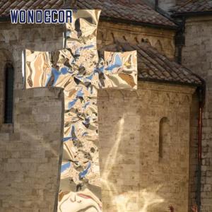 Outdoor Square Large Metal Art Cross Stainless Steel Sculpture