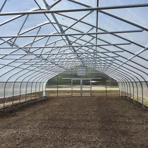 Galvanized Steel Frame Single Span PE Film Greenhouse For Flower Planting