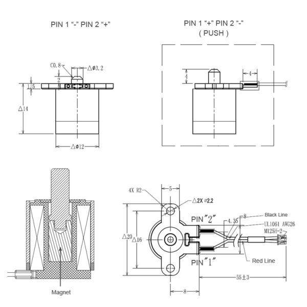 Long stroke push-pull electromagnet for low voltage cabinet solenoid