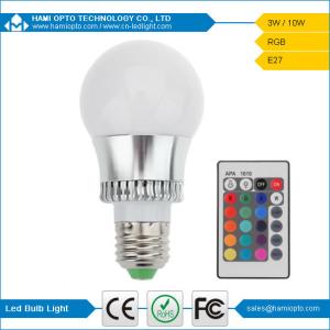 Quality RGB LED bulb light 3W with remote E27 lamp base for sale