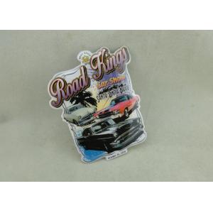 Die Stamped Souvenir Car Badge , Printing Fridge Badge With Magnet