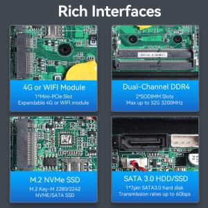 DDR4 RAM 32GB Fanless PC Intel Celeron Series J6412 Processor Industrial Mini PC