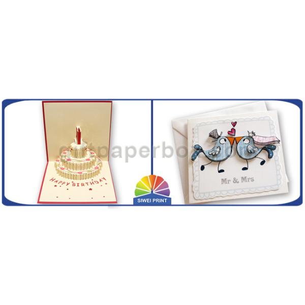 3 D Festival Custom Greeting Cards Happy Cake For Birthday Pop Up Card