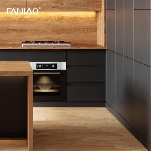 Modular Black Melamine Kitchen Cabinet For Apartment