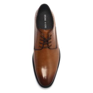Breathable Brown Lace Up Mens Leather Dress Shoes