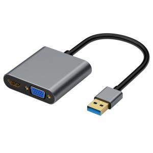USB 3.0 Graphics HUB Adapter USB 2 In 1 HDMI VGA 1080p Video Resolution
