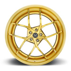 Staggered 19x10 19x12 Polish Forged Rims For Ford Mustang / Yellow Alloy Rims 19
