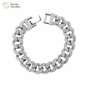 Miami Iced Out Cuban Link Chain Bracelet Diamond Zircon Hip Hop Jewelry