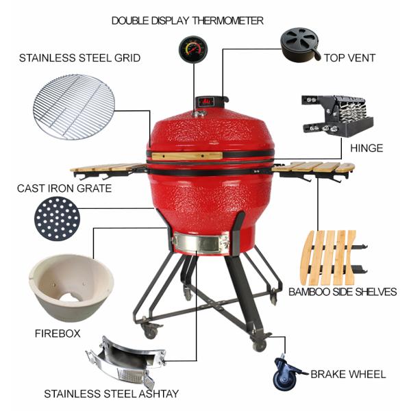 KIMSTONE New Design Deflector 26 Inch Kamado Joetisserie Rotisserie Brown Kamado, Bbq Komodo 26 Inch Kamado Grill