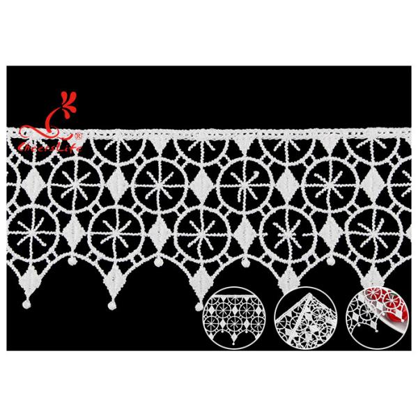 French Venice Guipure Polyester Lace Trims With Schiffli Water Soluble Via SGS