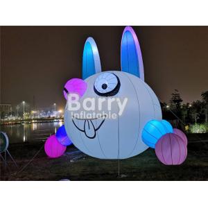 Outdoor Christmas Lovely Inflatable Rabbit Lighting Balloon For Advertisement